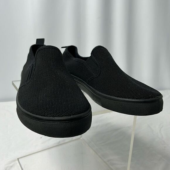 WOMENS TAXI SLIP ON ALL BLACK SNEAKERS FTL-03-187 - Picture 1 of 5